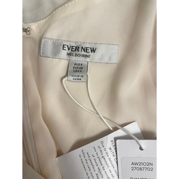 EVER NEW Evangelina Draped Whited Satin Cold Shoulder Dress US 4 NWT - Picture 13 of 16